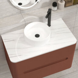Royal Bathrooms Venice 800mm Terracotta Clay Wall Mounted Bathroom Countertop Vanity Unit 2 Drawer With Round Basin - thumbnail 6