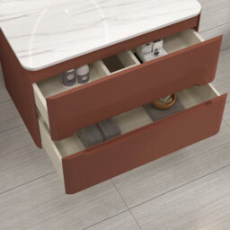Royal Bathrooms Venice 800mm Terracotta Clay Wall Mounted Bathroom Countertop Vanity Unit 2 Drawer With Round Basin - thumbnail 5
