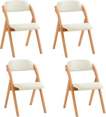 Sobuy Fst92-Wx4,set Of 4 Folding Chairs Wooden Padded Seat Dining Office Desk Chairs,white,w47Xd51Xh78 - image 1