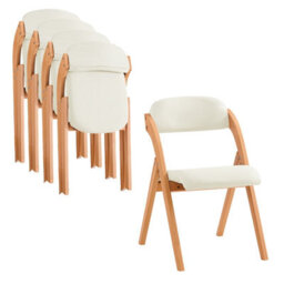 Sobuy Fst92-Wx4,set Of 4 Folding Chairs Wooden Padded Seat Dining Office Desk Chairs,white,w47Xd51Xh78 - thumbnail 9