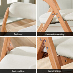 Sobuy Fst92-Wx4,set Of 4 Folding Chairs Wooden Padded Seat Dining Office Desk Chairs,white,w47Xd51Xh78 - thumbnail 6