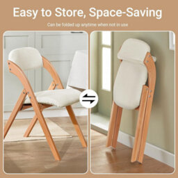 Sobuy Fst92-Wx4,set Of 4 Folding Chairs Wooden Padded Seat Dining Office Desk Chairs,white,w47Xd51Xh78 - thumbnail 4