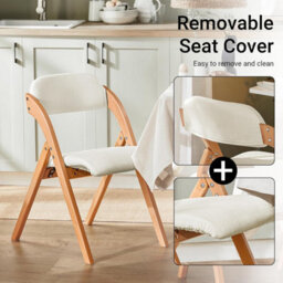 Sobuy Fst92-Wx4,set Of 4 Folding Chairs Wooden Padded Seat Dining Office Desk Chairs,white,w47Xd51Xh78 - thumbnail 5