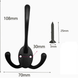 6 Pack Vintage Wall Mounted Coat Hooks, Retro Metal Door Hooks With 12 Screws, Hanging For Bathroom And Kitchen Doors, Black - thumbnail 2