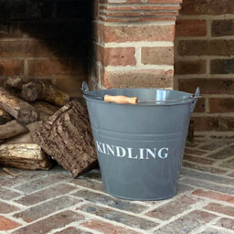 Selections Fireside Kindling Bucket In French Grey With Canvas Log Carrier Bag - thumbnail 4