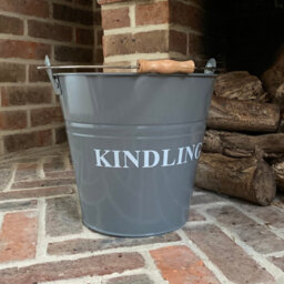Selections Fireside Kindling Bucket In French Grey With Canvas Log Carrier Bag - thumbnail 5