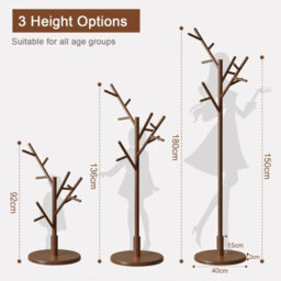 Yqjjgl Solid Wood Freestanding Clothes Rail With Hooks For Home Office Walnut Coat Rack Clothes Rack - thumbnail 5
