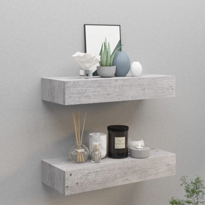 Berkfield Wall Drawer Shelves 2 Pcs Concrete Grey 60X23.5X10Cm Mdf - image 1
