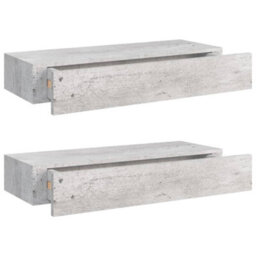 Berkfield Wall Drawer Shelves 2 Pcs Concrete Grey 60X23.5X10Cm Mdf - thumbnail 2