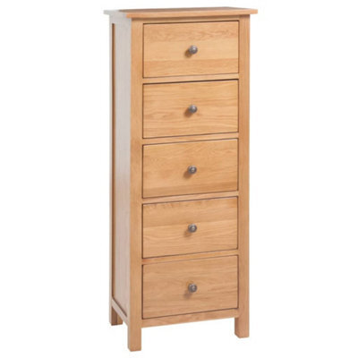 Vidaxl Tall Chest Of Drawers 45X32X110 Cm Solid Oak Wood Tall Chest Of Drawers - image 1