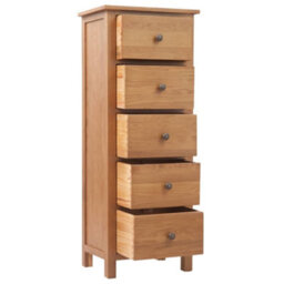 Vidaxl Tall Chest Of Drawers 45X32X110 Cm Solid Oak Wood Tall Chest Of Drawers - thumbnail 4