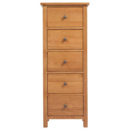 Vidaxl Tall Chest Of Drawers 45X32X110 Cm Solid Oak Wood Tall Chest Of Drawers - thumbnail 2