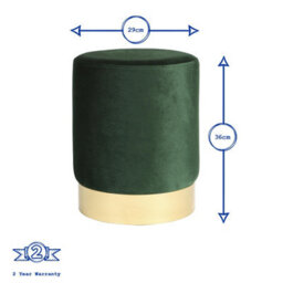 Harbour Housewares 2 Piece Velvet Footstools Set - Green - Round Luxe Living Room Bedroom Dressing Table Accent Pouffe - thumbnail 4