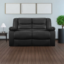 Furnishings For Less UK Venice 3 + 2 Black Leather Manual Reclining Sofa Suite - thumbnail 2