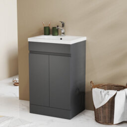 Probaty Bathrooms Vanity Unit Matte Anthracite Mdf,500X385X800mm,freestanding,detachable,2 Doors With Ceramic Basin - thumbnail 4