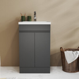 Probaty Bathrooms Vanity Unit Matte Anthracite Mdf,500X385X800mm,freestanding,detachable,2 Doors With Ceramic Basin - thumbnail 1
