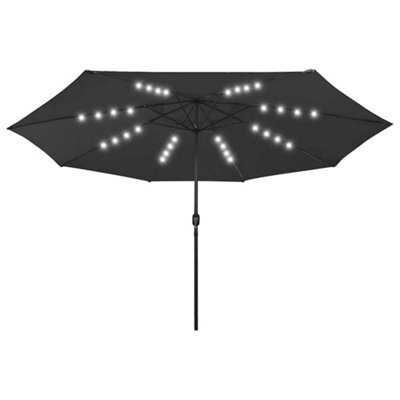 Berkfield Sturdy Outdoor Parasol With Led Lights And Metal Pole 400 Cm Black - image 1