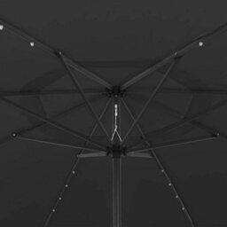 Berkfield Sturdy Outdoor Parasol With Led Lights And Metal Pole 400 Cm Black - thumbnail 4