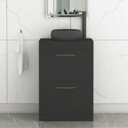 Royal Bathrooms Turin 800mm Freestanding Bathroom Vanity Unit With Sink 2 Drawer Matt Black & Milan Black Countertop Basin - thumbnail 1