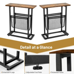 Costway Industrial Sofa Side Table W/ Magazine Holder Coffee Snack Table Laptop Desk - thumbnail 5