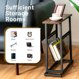 Costway Industrial Sofa Side Table W/ Magazine Holder Coffee Snack Table Laptop Desk - thumbnail 3