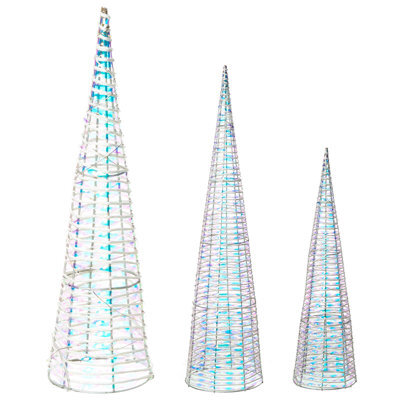 Beliani Set Of 3 Christmas Decorations Led Sonder Christmas Tree 40/60/80 Cm White - image 1