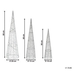 Beliani Set Of 3 Christmas Decorations Led Sonder Christmas Tree 40/60/80 Cm White - thumbnail 3