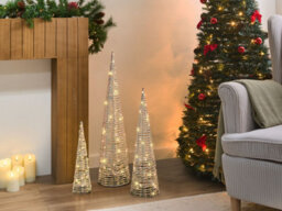 Beliani Set Of 3 Christmas Decorations Led Sonder Christmas Tree 40/60/80 Cm White - thumbnail 2