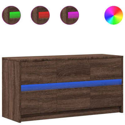 Berkfield Sturdy Tv Cabinet With Led Brown Oak 100X34X50 Cm Engineered Wood - image 1