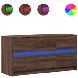 Berkfield Sturdy Tv Cabinet With Led Brown Oak 100X34X50 Cm Engineered Wood - thumbnail 1
