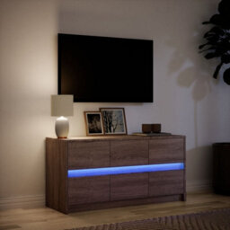 Berkfield Sturdy Tv Cabinet With Led Brown Oak 100X34X50 Cm Engineered Wood - thumbnail 5