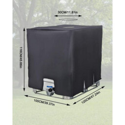 1000L Ibc Tank Cover, Water Uv-Resistant, Dustproof, Protective 120 X 100 116 Cm, Black - thumbnail 2