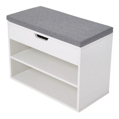 Wooden Shoe Bench Shoe Storage Rack Cabinet Organiser With Cushion - image 1