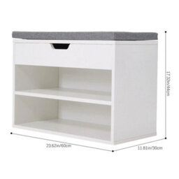 Wooden Shoe Bench Shoe Storage Rack Cabinet Organiser With Cushion - thumbnail 2