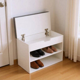 Wooden Shoe Bench Shoe Storage Rack Cabinet Organiser With Cushion - thumbnail 6