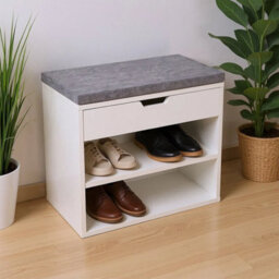 Wooden Shoe Bench Shoe Storage Rack Cabinet Organiser With Cushion - thumbnail 5