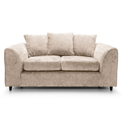 Furnishings For Less UK Monaco Chenille Fabric 2 Seater Sofa Beige Scatter Back - image 1