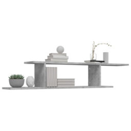 Berkfield Wall-Mounted Tv Shelf Concrete Grey 125X18X23 Cm Engineered Wood - thumbnail 4