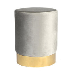 Harbour Housewares Round Velvet Foot Stool - Grey - Modern Dressing Table Pouffe Footstool Vanity Seats Vanity Chair Pouf - thumbnail 1