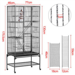 Yaheetech Black Rolling Metal Bird Cage With Detachable Stand Large - thumbnail 3