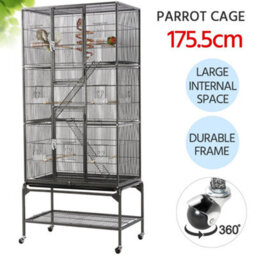Yaheetech Black Rolling Metal Bird Cage With Detachable Stand Large - thumbnail 4
