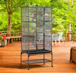 Yaheetech Black Rolling Metal Bird Cage With Detachable Stand Large - thumbnail 1
