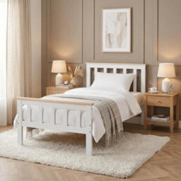 Elegant 3Ft Single Bed Frame In White Solid Pine Wood - thumbnail 4