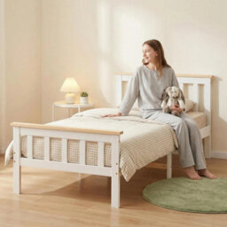 Elegant 3Ft Single Bed Frame In White Solid Pine Wood - thumbnail 5