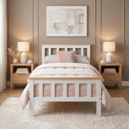 Elegant 3Ft Single Bed Frame In White Solid Pine Wood - thumbnail 3