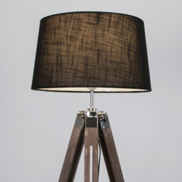 Valuelights Clipper Modern Distressed Wood And Silver Chrome Tripod Floor Lamp With Black Shade - thumbnail 3