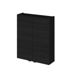 """ Hudson Reed Fusion Wall Hung 2 Door Cabinet, Soft Close, Charcoal Black Woodgrain, 500X182X713mm"""