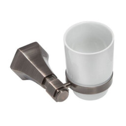 Homestylestore Art Deco Bathroom Wall Mounted Ceramic Toothbrush Tumbler Aged Bronze Holder - thumbnail 2