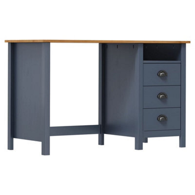 Berkfield Desk Hill Range With 3 Drawers Grey 120X50X74 Cm Solid Pine Wood - image 1