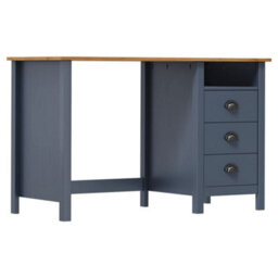 Berkfield Desk Hill Range With 3 Drawers Grey 120X50X74 Cm Solid Pine Wood - thumbnail 1